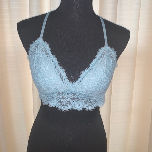 Aerie Teal Lace Padded Triangle Bralette - Picture 1 of 2